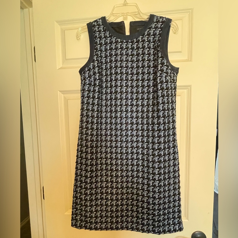 Ann Taylor Navy and White Houndstooth Mini Dress w/Denim